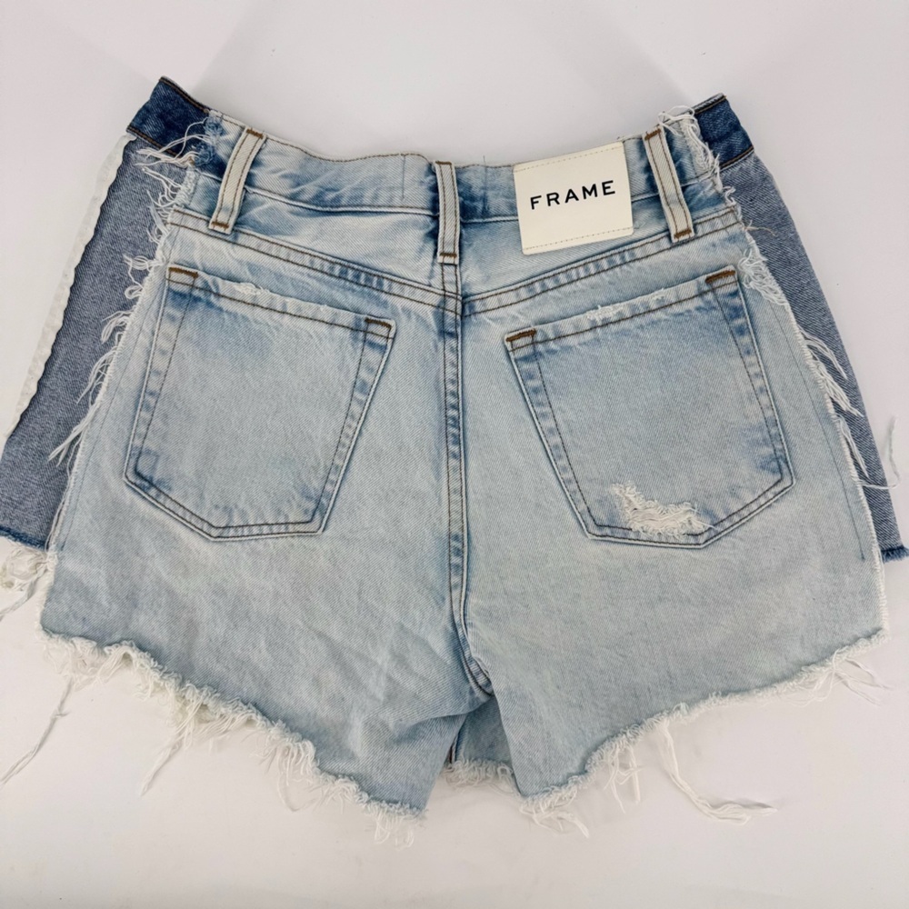 Frame Alterior of Denim Distressed Denim High Rise Duo Tone Shorts